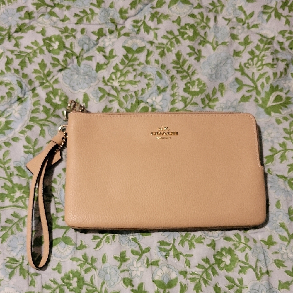 Coach Beige Leather Wristlet